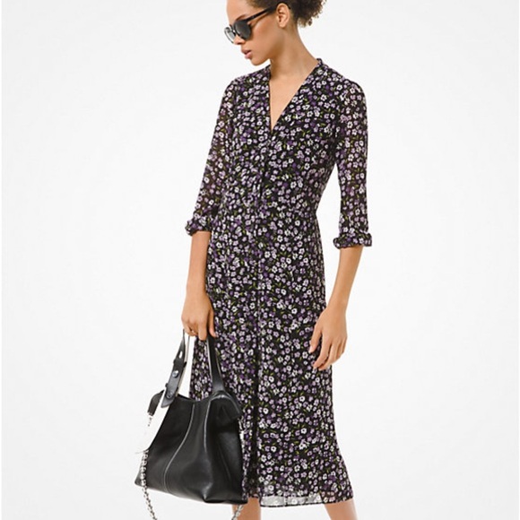 Michael Kors Floral Georgette Shirtdress - Picture 1 of 8